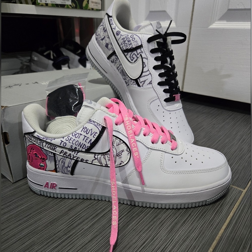 Custom Boo/DBZ Nike Air Force 1 White and Gray - Picture 4 of 15